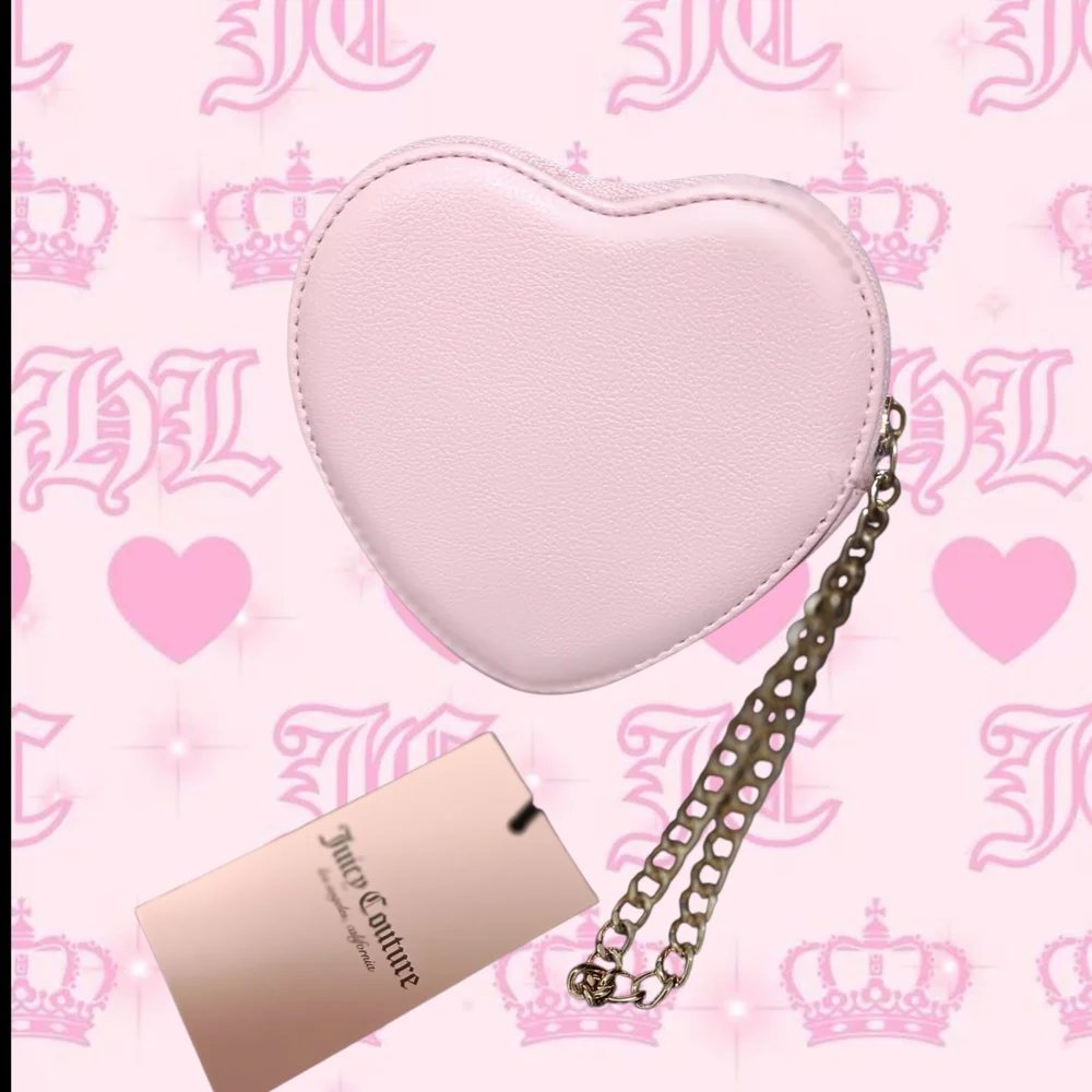 PINK LEOPARD 🩷Juicy Couture Heart Faux Fur Wallet With GOLD CHAIN - Picture 3 of 3
